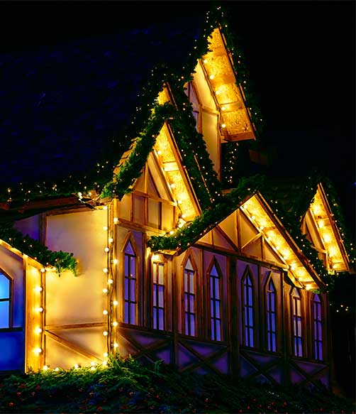 Home with Holiday Lighting