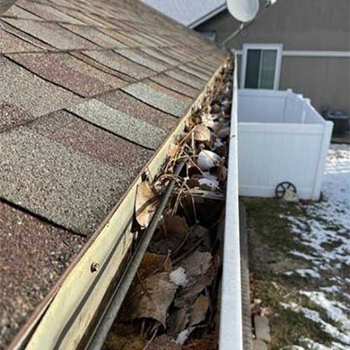Leaves and Debris in Gutter